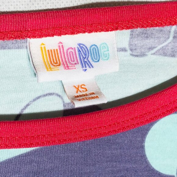 LulaRoe randy shirt Disney mid sleeve new with tags blue pink extra small READ - Picture 10 of 11
